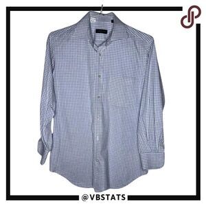 Corneliani Blue/White Plaid Dress Shirt Size 15.5 / 39